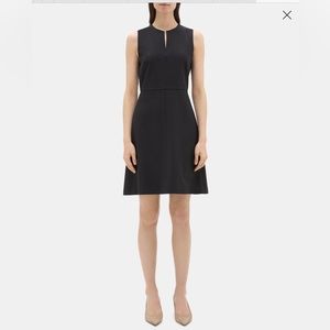 Theory Split Front Dress In Sevona Stretch Wool, black, Size 0